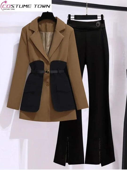 2025 Spring Belt Decorative Patchwork Jacket Blazer Casual Expansion