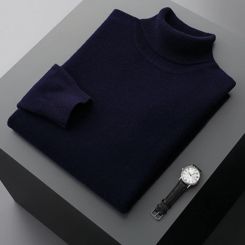 Fall/Winter 100% Wool Bottoming Shirt Men's Thickened Turtleneck