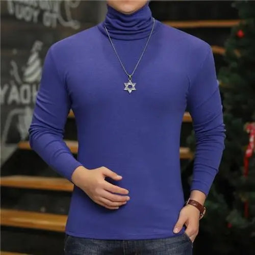 Fashion Men's Turtleneck T-Shirts Casual Autumn Winter High Collar New