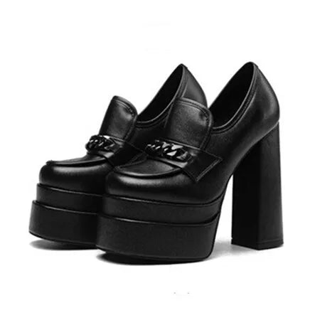 Brand Women High Heels 2024 Platform Shoes Women Pumps Office Lady Chunky Shoes Punk Gothic Y2K JK Shoes Loafer Female Size35-43