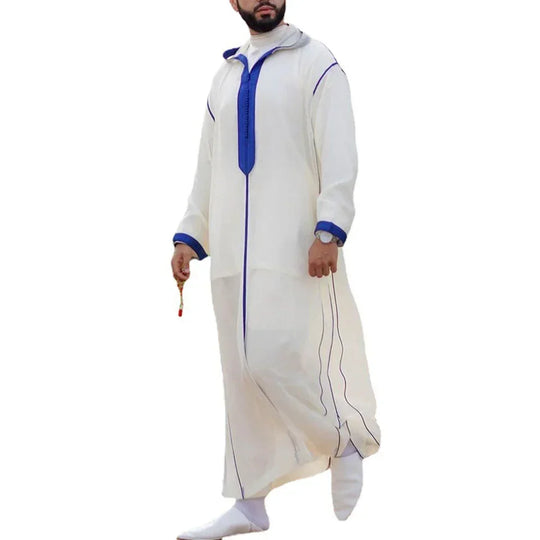 Muslim Robes Men Clothing Kaftan Eid Thobe Kurta Arab Turkish Dress Dubai Islam Habit Ethnic Leisure Long Sleeve Jalabiya