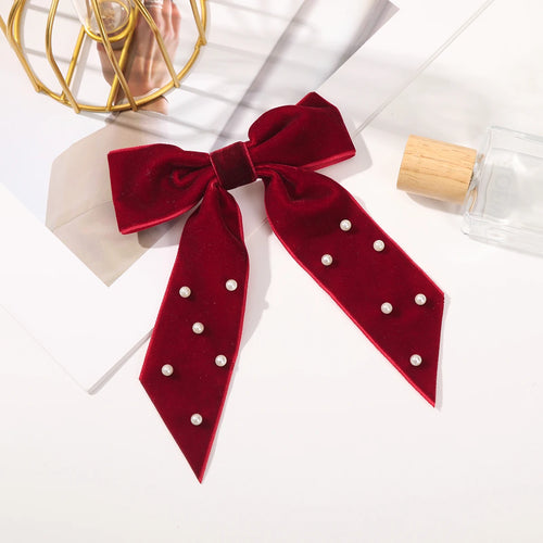 Bow Velvet Barrettes Women Temperament Ponytail Hairpin Hair Clip