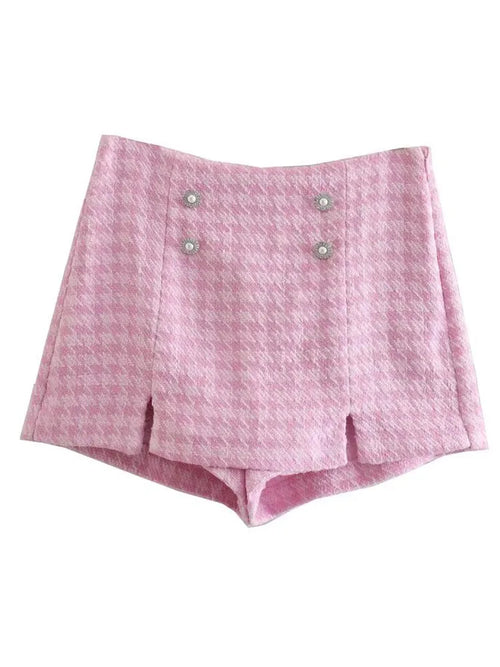 Klacwaya Tweed Set 2 Piece Chic Blazer Women Suit Shorts Sets Women