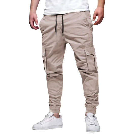 New style Men's drawstring pocket overalls fashion leisure outdoor