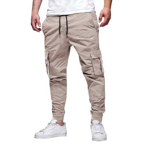 New style Men's drawstring pocket overalls fashion leisure outdoor