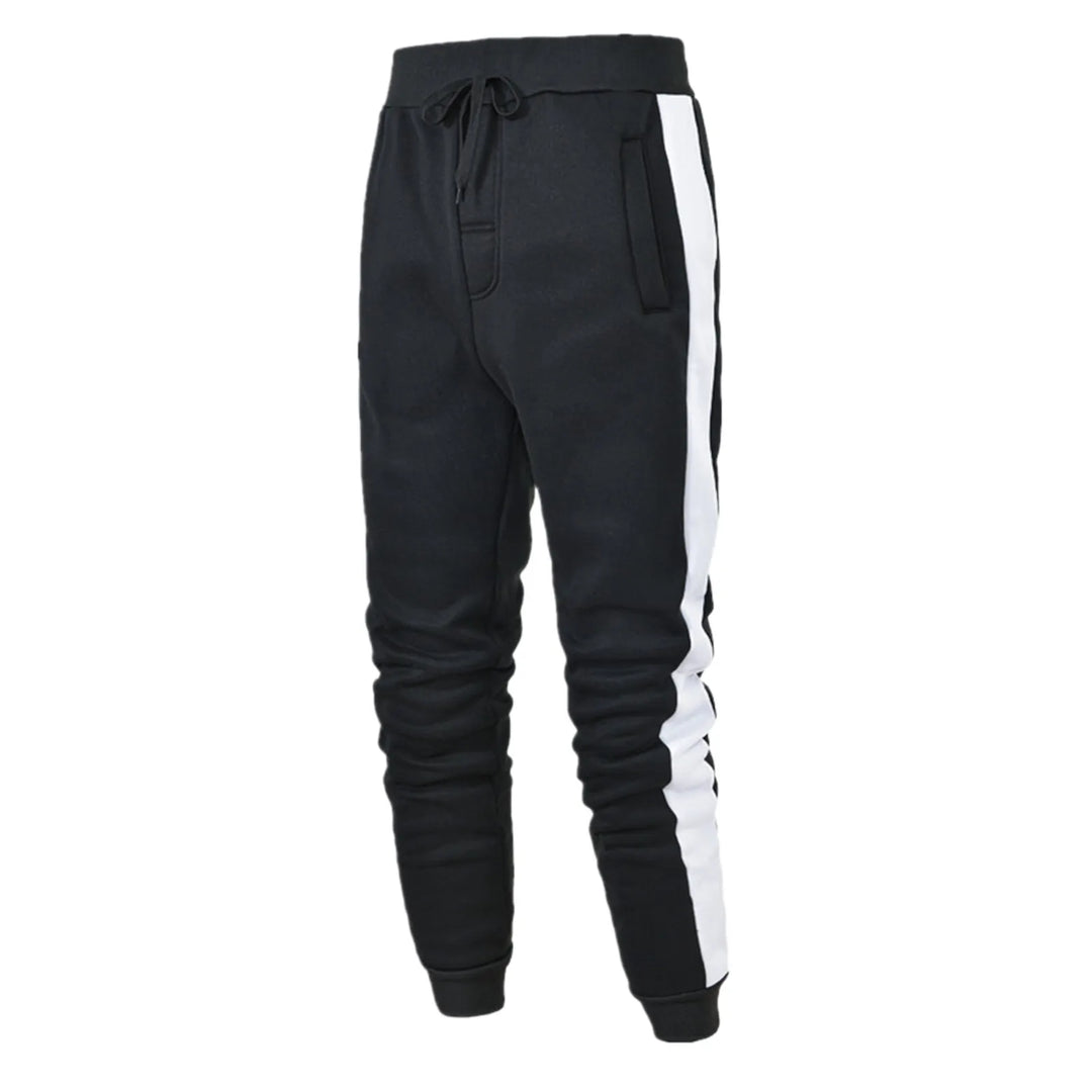 Mens Casual Hip Hop Pants Lace up Track Cuff Spliced Solid Color
