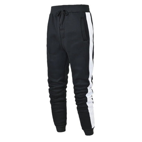Mens Casual Hip Hop Pants Lace up Track Cuff Spliced Solid Color