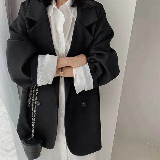 2025 Oversize Blazers Women Fall Long Sleeve Black Suit Streetwear