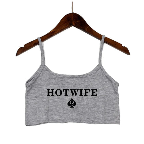 Fashion Women's Sexy Elastic Cotton Camis HOT WIFE Letters Print