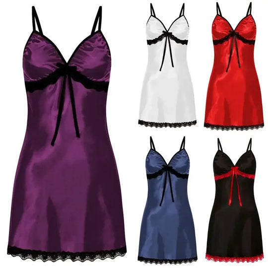 Women's Nightgown Sexy Sleepwear Silk Satin Nightwear Slip Dress