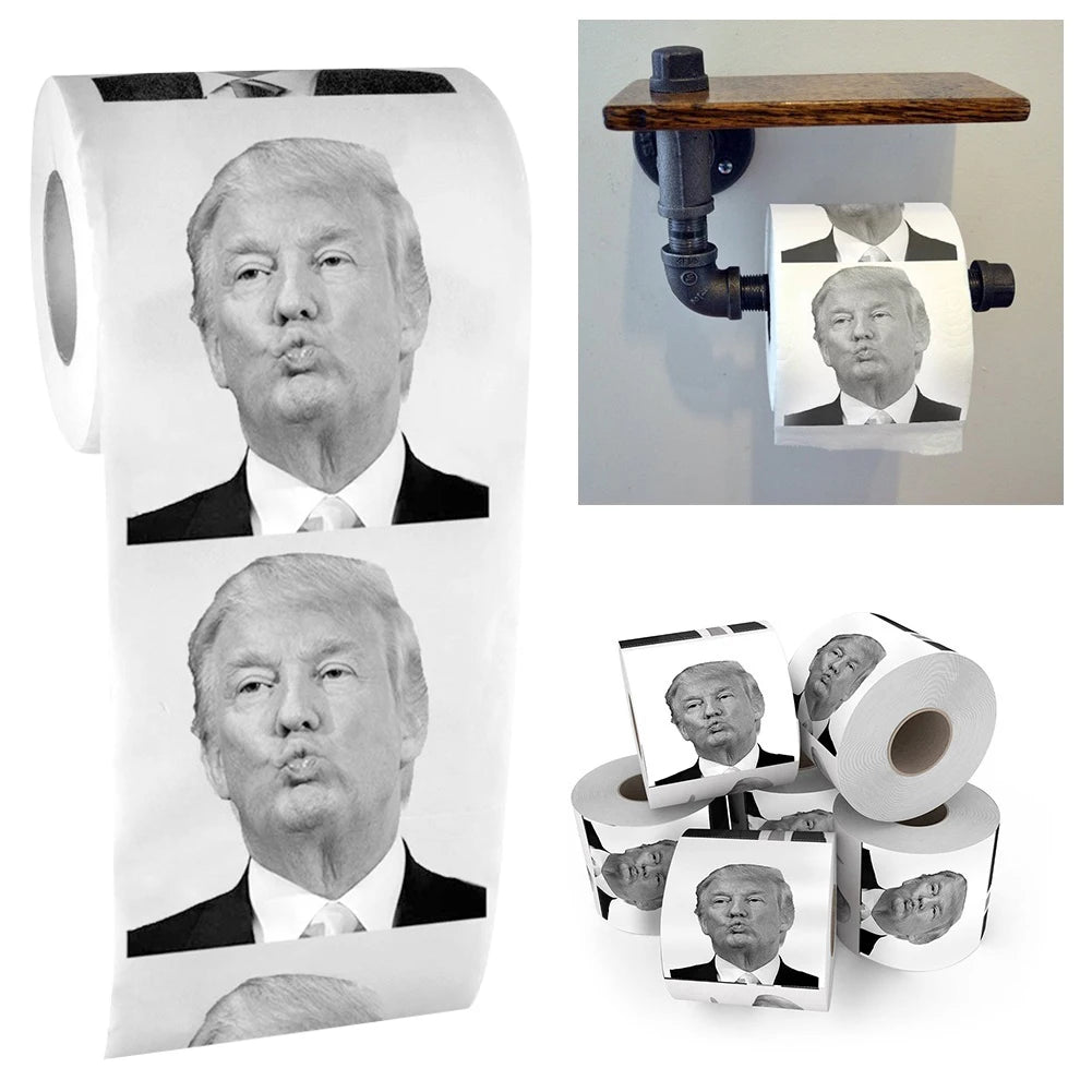 Novelty Donald Trump Kiss Printed Toilet Paper Roll Prank Joke Napkin