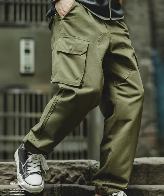Royal Navy Silhouette Casual Pants Men's Loose Fit Military Green
