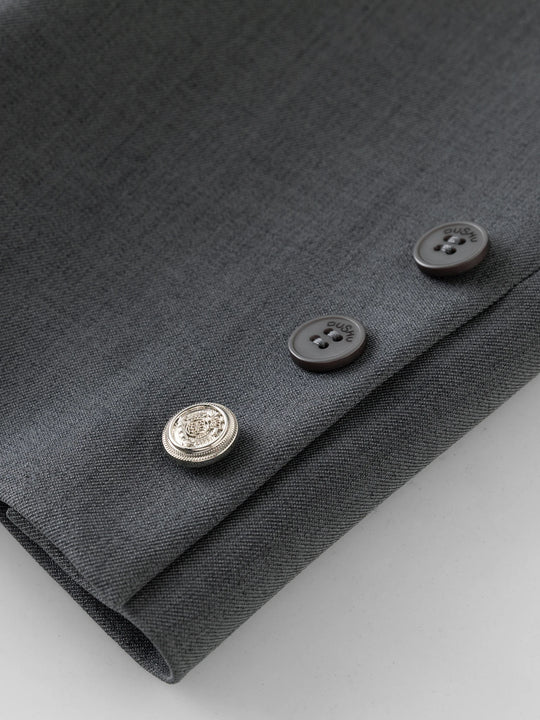 DUSHU Plus Size Dark Gray Blazer Skirt Suit Office Outfit 2024 Autumn