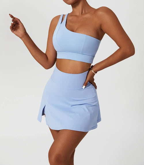 Tennis Dress Yoga Suit Slant Single Shoulder Bra Quick Dry Fitness