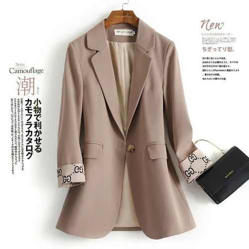 Beige Fashion Leisure Women Suit Jacket 2025 Spring Autumn  Style