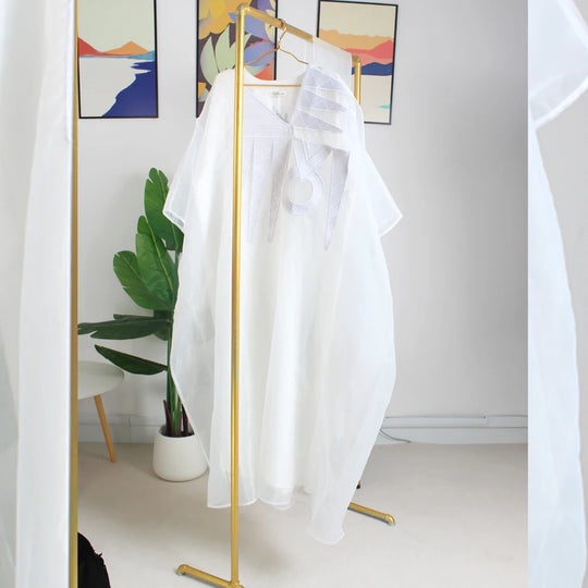 African Attire For Women White Abaya Embroidery Plus Size Elegant