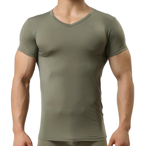 Ice Silk T Shirt for Men Summer Breathable Short Sleeve Tops Men's