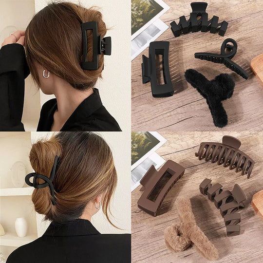 2/3/4Pcs Headwear Set Women Fashion Claw Clip Coffee Black Acrylic