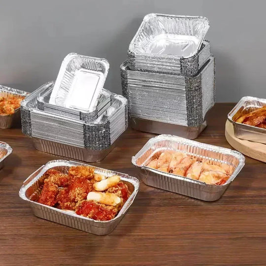 10pcs Rectangular Tinfoil Tray BBQ Special Thickened Bowl Takeaway
