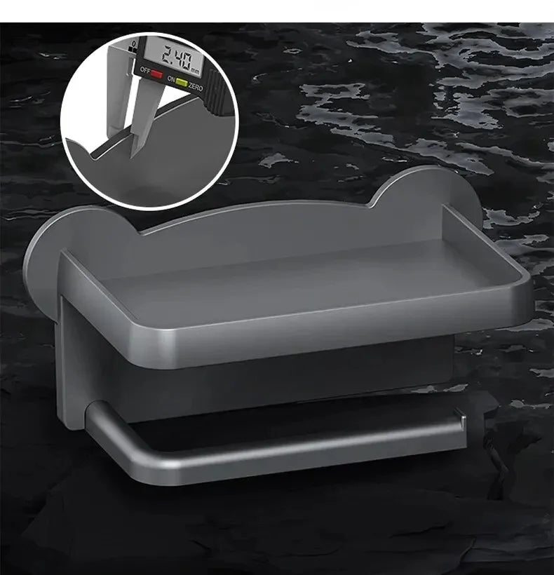 Punch Free Wall Mounted Tissue Storage Rack Paper Roll Shelf Holder