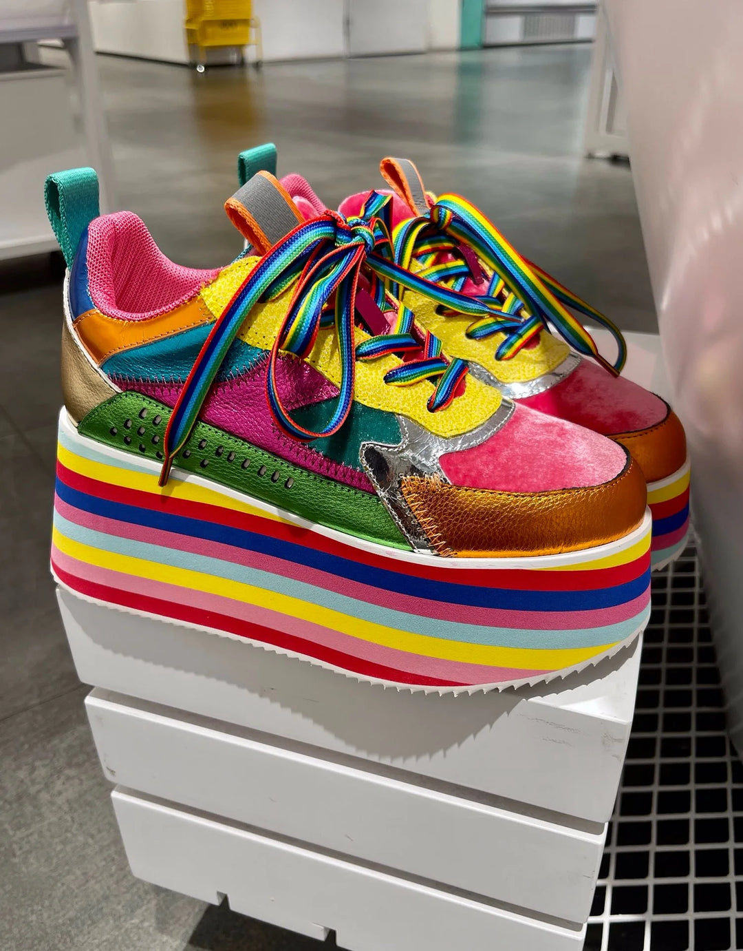 Women High Heel Shoes Luxury Designers Brand 2024 Platform Chunky Sneakers Mixed Color Unique Design Niche Fashion Spring 8cm