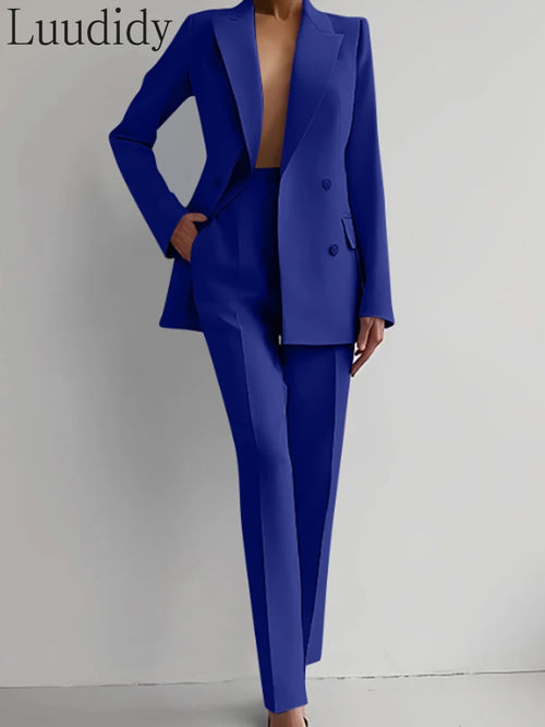 Two Piece Suit Women's Blazer Suit Office Lady Long Sleeve Blazer and