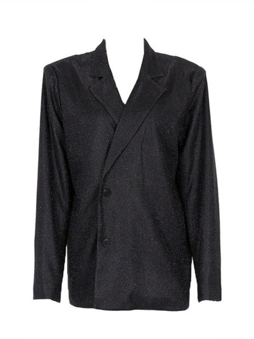 Taruxy Sliver Sparkly Oversized Blazer Sets For Women Suit Ladies