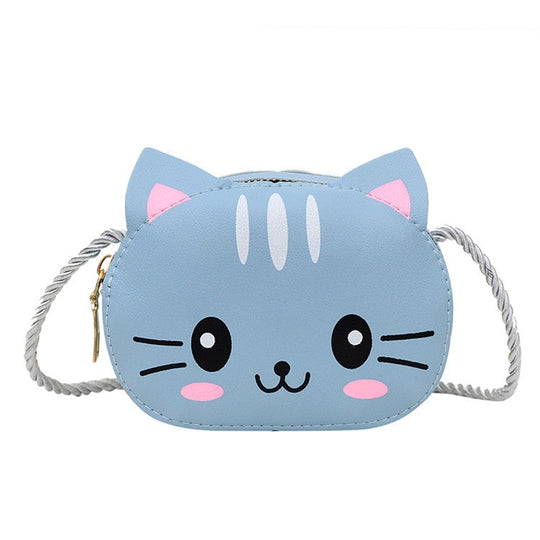 Children Mini Cute Cartoon Single Shoulder Bags(Blue Kitten)