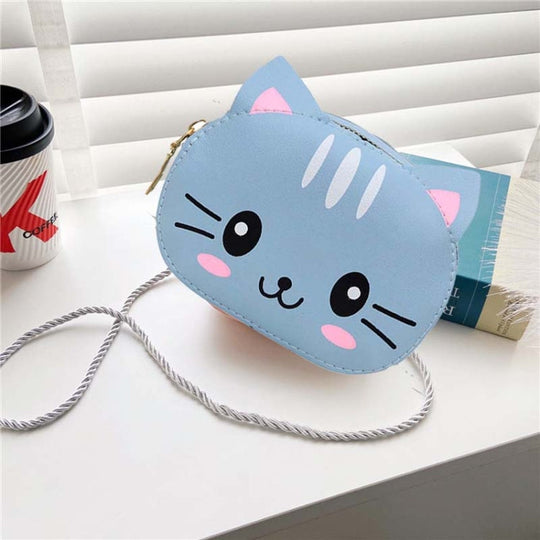 Children Mini Cute Cartoon Single Shoulder Bags(Blue Kitten)