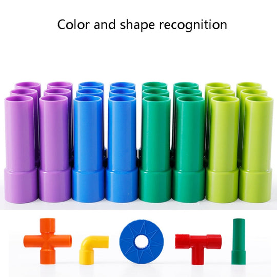 Children Educational Plastic Pipe Building Blocks Assembled Toy 72 PCS