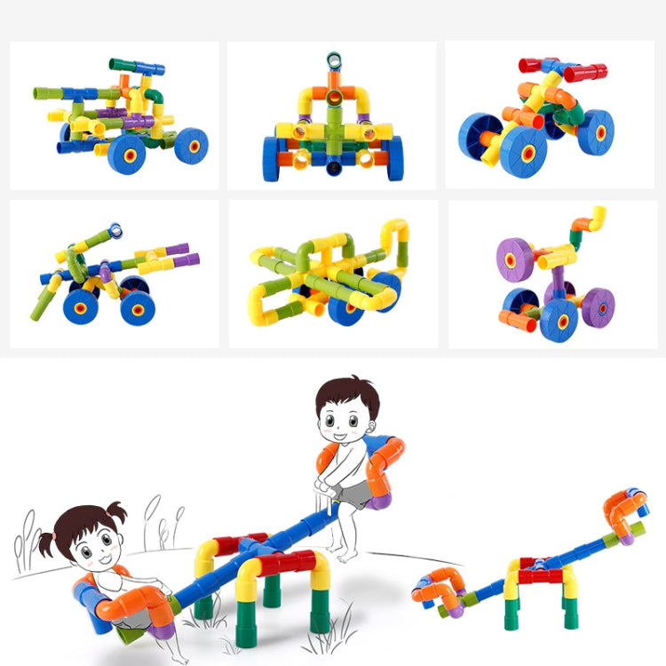 Children Educational Plastic Pipe Building Blocks Assembled Toy 72 PCS