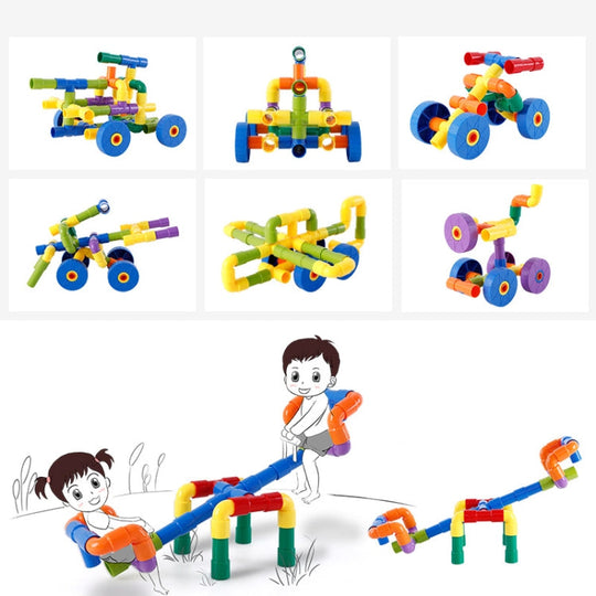 Children Educational Plastic Pipe Building Blocks Assembled Toy 72 PCS