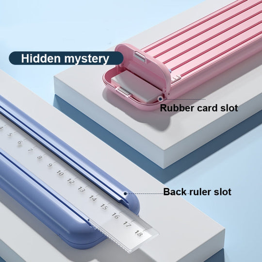 4 in 1 Pencil Eraser Ruler Stationery Box(Transparent Blue Green)