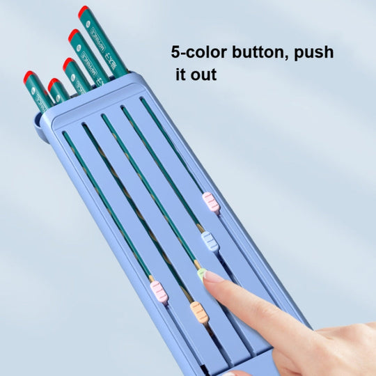 4 in 1 Pencil Eraser Ruler Stationery Box(Transparent Blue Green)