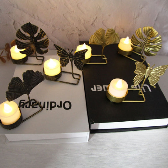 C Gold DH2303-03 Metal Retro Iron Art Candlesticks Ornament Table