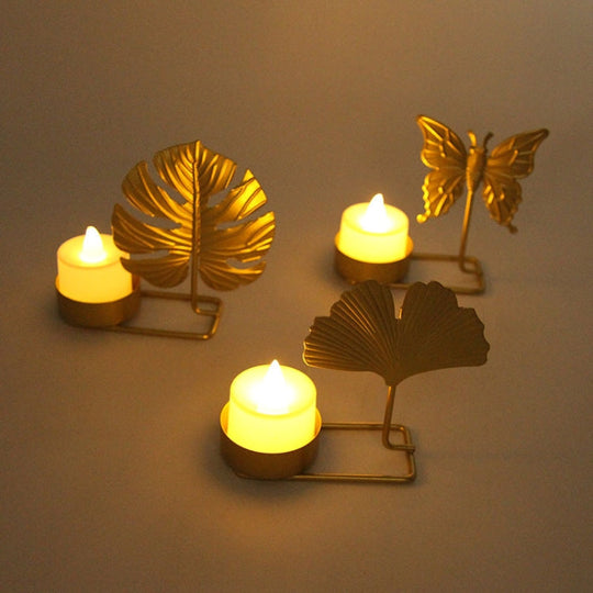 C Black Gold DH2303-03 Metal Retro Iron Art Candlesticks Ornament