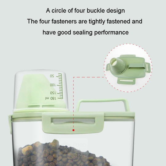 2.5L Pet Food Storage Bucket 4 Snap Dog Food Moisture Proof Sealed
