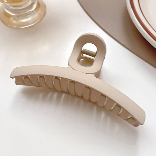 Women Elegant Brown Beige Geometric Hair Claw Lady Temperament Solid