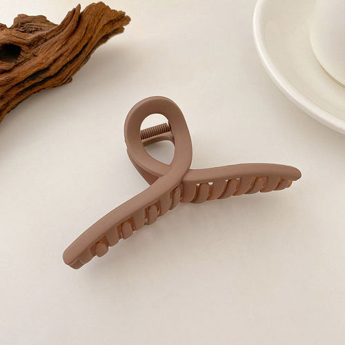 Women Elegant Brown Beige Geometric Hair Claw Lady Temperament Solid