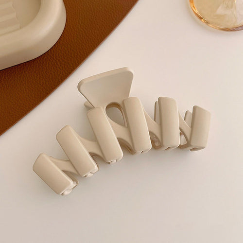 Women Elegant Brown Beige Geometric Hair Claw Lady Temperament Solid