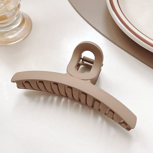 Women Elegant Brown Beige Geometric Hair Claw Lady Temperament Solid