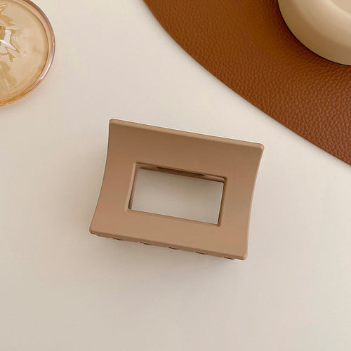 Women Elegant Brown Beige Geometric Hair Claw Lady Temperament Solid