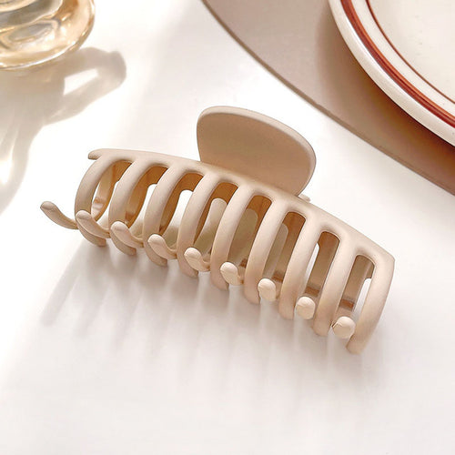 Women Elegant Brown Beige Geometric Hair Claw Lady Temperament Solid