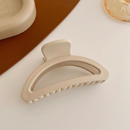 Women Elegant Brown Beige Geometric Hair Claw Lady Temperament Solid