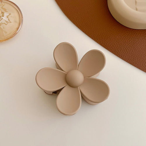 Women Elegant Brown Beige Geometric Hair Claw Lady Temperament Solid