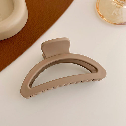 Women Elegant Brown Beige Geometric Hair Claw Lady Temperament Solid