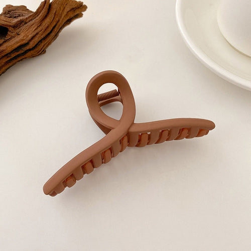 Women Elegant Brown Beige Geometric Hair Claw Lady Temperament Solid