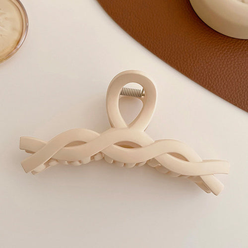 Women Elegant Brown Beige Geometric Hair Claw Lady Temperament Solid