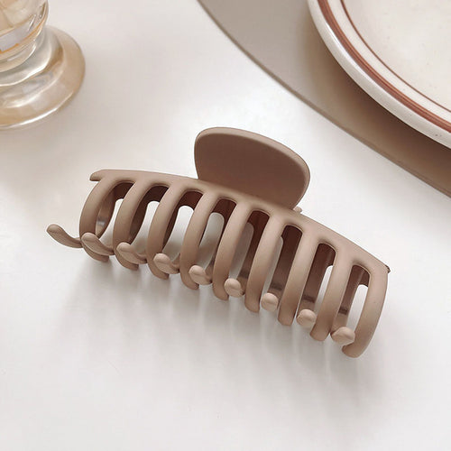 Women Elegant Brown Beige Geometric Hair Claw Lady Temperament Solid