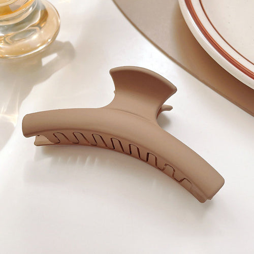 Women Elegant Brown Beige Geometric Hair Claw Lady Temperament Solid
